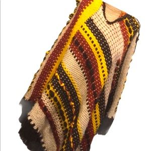 Vintage MEXICAN Super OSFA Hippie BOHO poncho hoodie 1970S Handmade